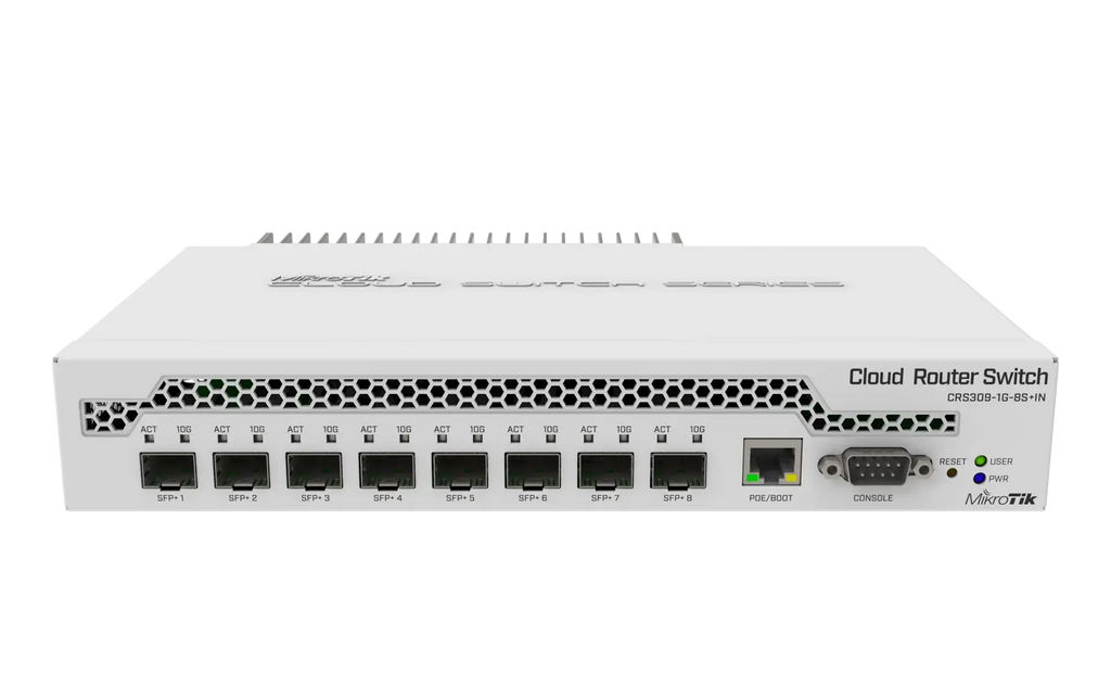 Crs309-1g-8s + in mikrotik crs309-1g-8s + in: compact 10gbps desktop switch